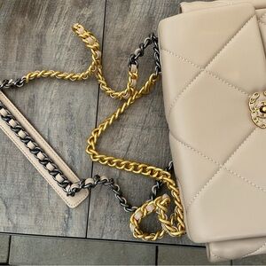 Elegant Beige Quilted Chain Bag